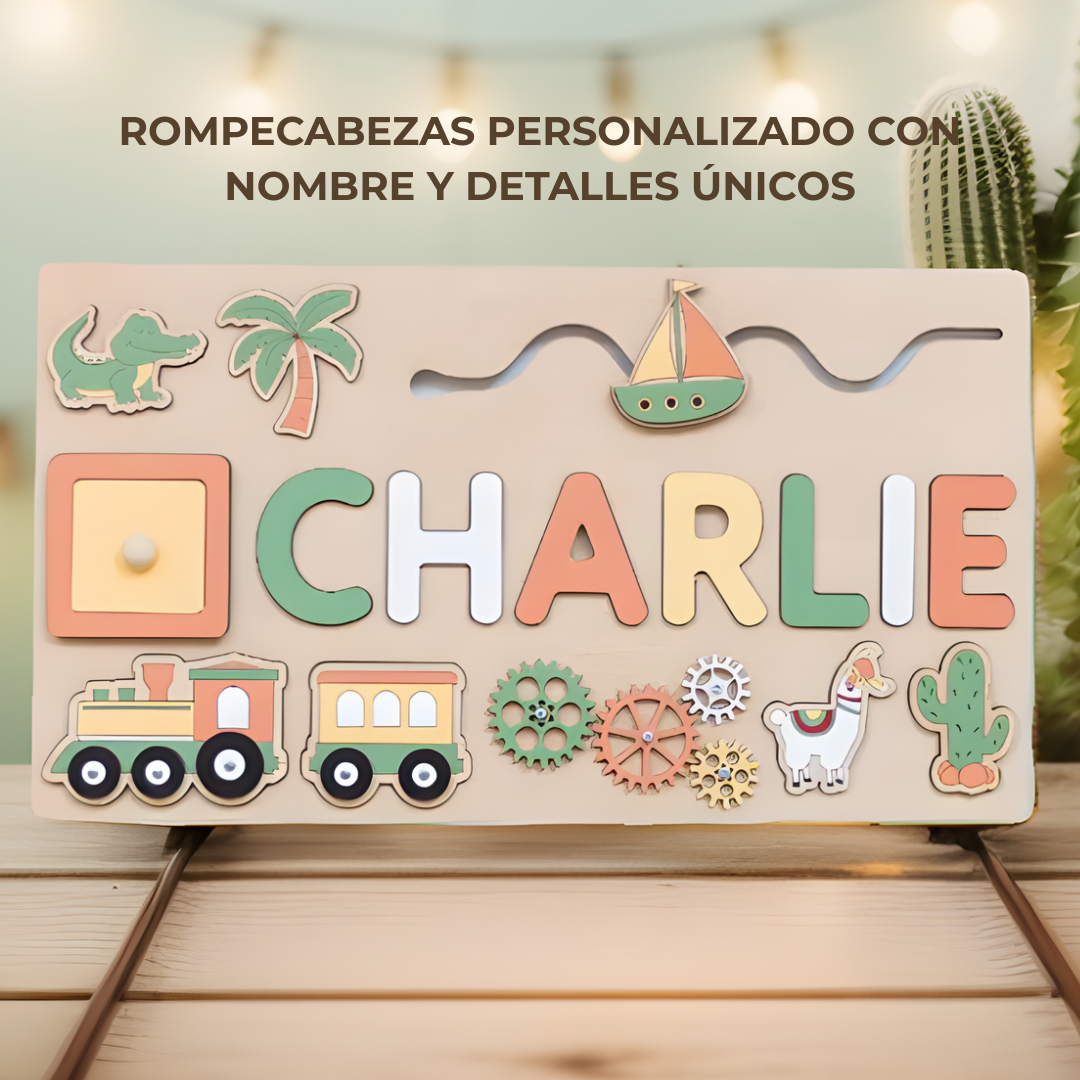 Rompecabezas Montessori Personalizado con Nombre en Madera
