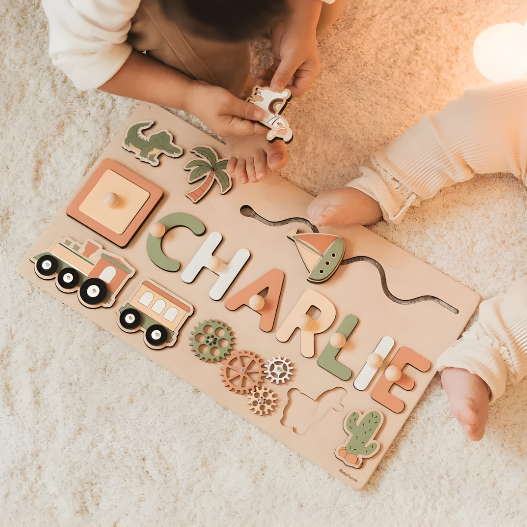 Rompecabezas Montessori Personalizado con Nombre en Madera