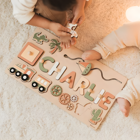 Rompecabezas Montessori Personalizado con Nombre en Madera